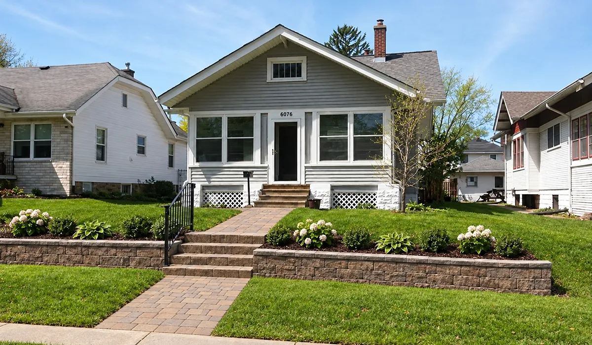 Landscape visualizer concept showing a redesigned front yard